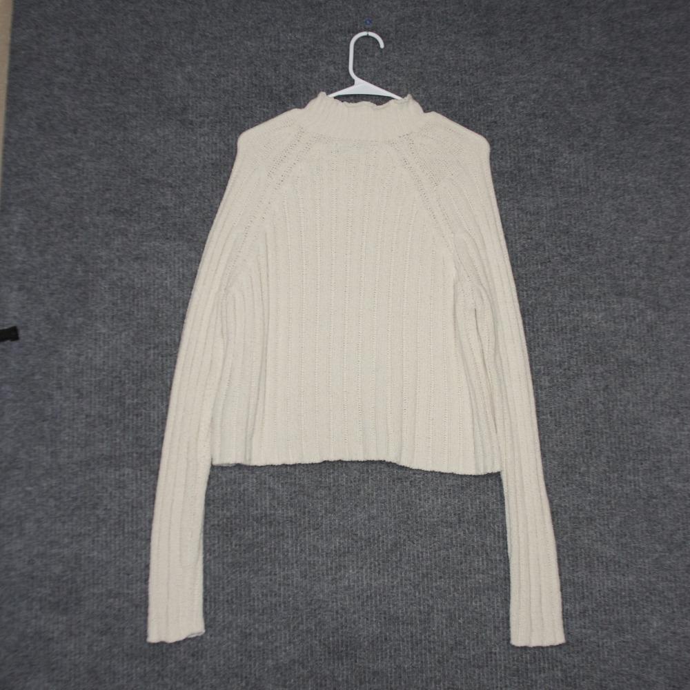 American Eagle Outfitters Sweater Womens L Cream Beige Mock Neck Ribbed - Picture 4 of 4